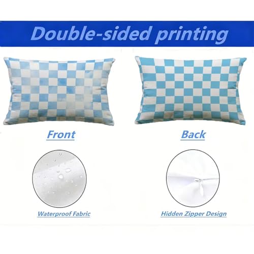 Housse de coussin extérieur 40x80 bleu jardin imperméable