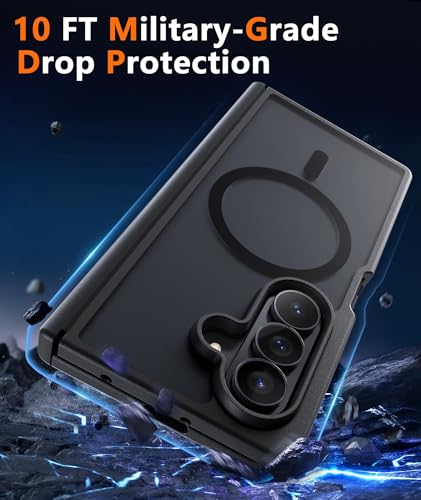 Image of FNTCASE for Samsung Galaxy Z-Fold-7 Case: Magnetic Matte with Hinge Protection & Screen Protector Phone Cases Anti Yellowing Rugged Shockproof Protective Bumper Cell Cover (C-Black)