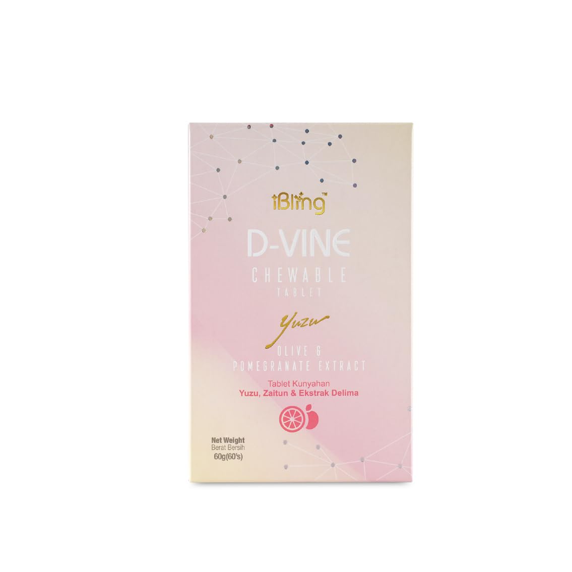 WELLOUS Ibling D-Vine Pomegranate Extract Chewable Collagen - Anti Aging Glowing Skin Reduce Wrinkles Hydrating Firming 60 Tablets