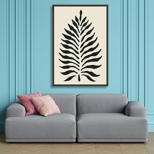 Œuvre d'art prête à accrocher 80 x 120 cm tableau feuille abstraite - 3