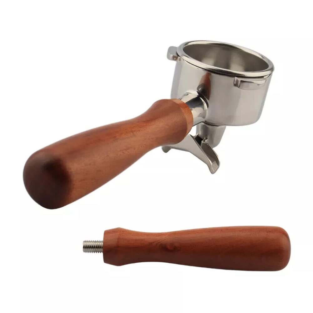 SPORTARC Mango para cafetera de doble caño de 51 mm, mango de grupo, portafiltro de 3 orejas, madera maciza, cesta de 51 mm