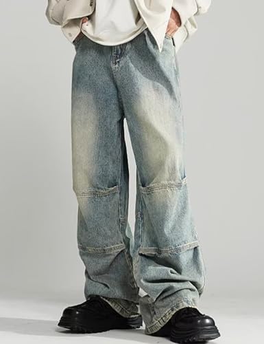 Mens Baggy Jeans Y2k Hip Hop Cargo Skater Jeans Loose Fit Wide Leg Denim Pants Trousers Streetwear2