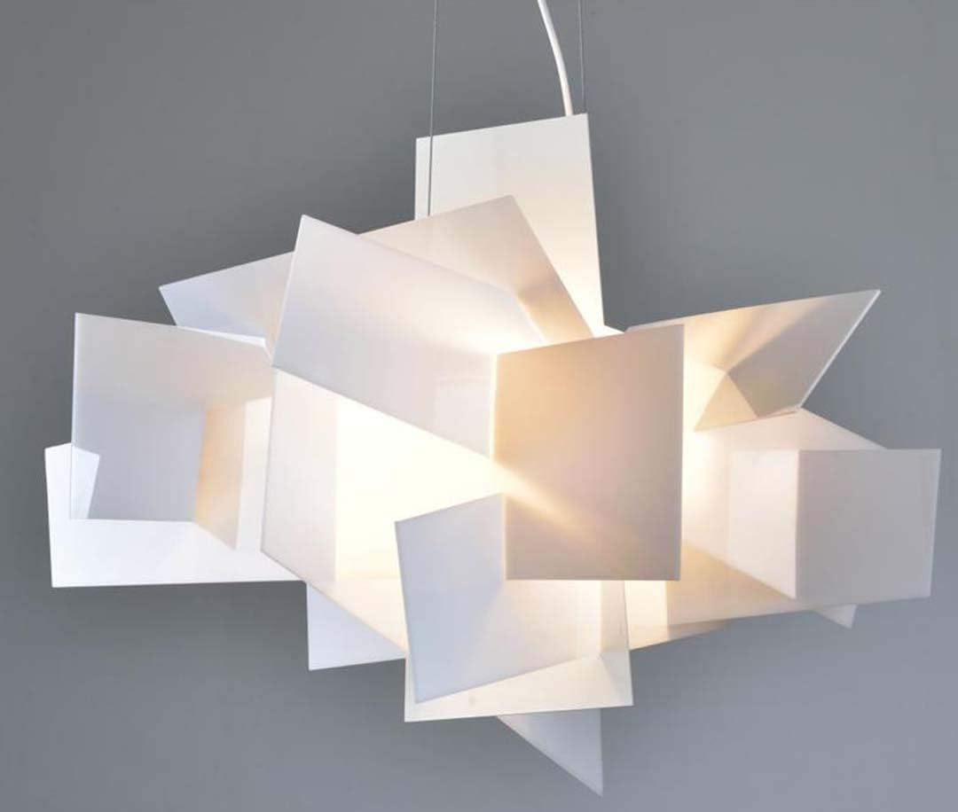 Moderna Simplicidad Creativa Personalidad Arte Iluminación Accesorio, E27 Colgando Techo Luz Contemporánea Colgante Lámpara Acrílico Arte Colgante Luz, Estilo Big Bang,Blanco,L