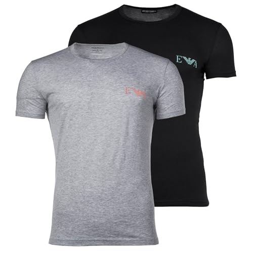 EMPORIO ARMANI Lot de 2 t-Shirts à col Rond Bold Monogram pour Homme, Noir, Taille XL