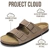 Project Cloud 100% Genuine Leather Mens Sandals - Memory Foam Insole & Cork Footbed Slides for Men Footwear - Non-Slip Summer Sandals for Men & Lightweight Mens Slides (Heritage)