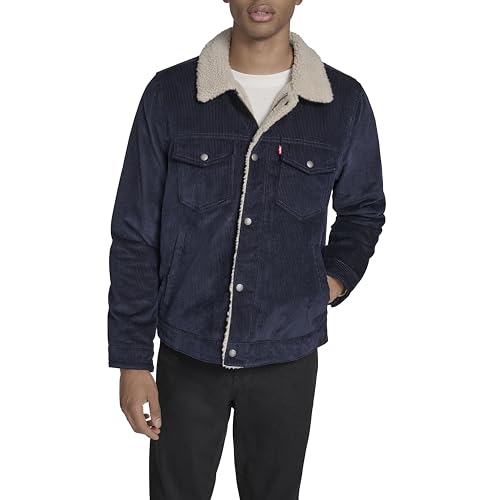 Levi's Caminhoneiro de algodão masculino, veludo cotelê marinho