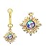 Fake Belly Navel Non Clip on Gold plated Blue synthetic Opal cz Petite Sun burst Ring
