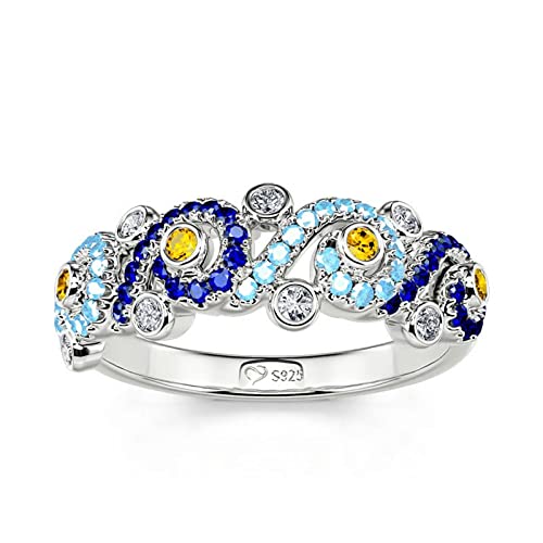 Jeulia Promise Engagement Ring The Starry Night Round Cut cz Sterling Silver Diamond Fashion Anniversary Wedding Bridal Ring Set for Her Valentine's Day Gift with Jewelry Box