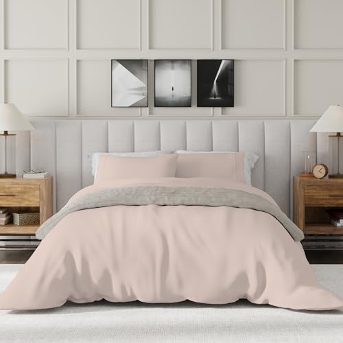 Purity Home 100% Cotton Blush King Size Duvet Cover Set 230x220 cm, 400 Thread Count Long Staple Cotton Sateen Weave - Image 2