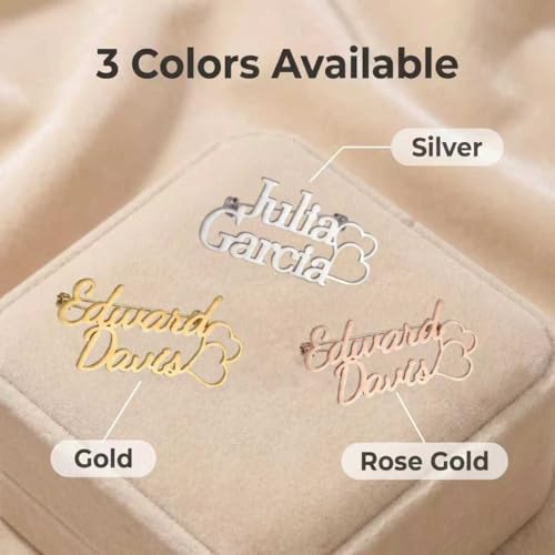 Image of Custom Name Lapel Pin Personalized Script Brooch for Women Men, Customizable Name Badge Elegant Cursive Letter Pin, Minimalist Jewelry Gift for Wedding Birthday Anniversary