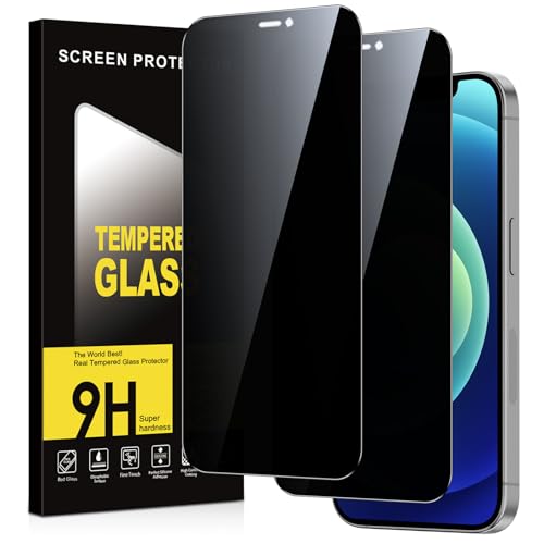 Xiltlly Privacy Screen Protector for iPhone 12 Mini Tempered Glass, 9H Hardness Anti-Spy Screen Protector, Anti-Scratch Bubble-Free Anti-Spy Protective Glass, Pack of 2