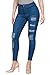 L.B FASHION High Waisted Jeans for Women Stretch Skinny Colored Long Pants Plus Size Black White Khaki (133-BLUE Color, M)