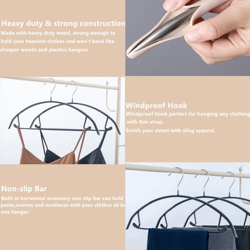 Cocomaya Kleiderbügel aus Metall 42 cm (10er Set) Schwarz - Gummibeschichtet Anti-Rutsch, verformungsfrei für Hemden, Blazer, Pullover, T-Shirts inkl. Hosenbügel