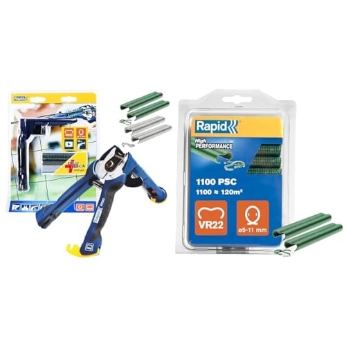 Rapid FP222 - Pince à Grillage, Chargeur Haute Capacité, Poignée Ergonomique, Rangement Facile & VR22 - Agrafes à Grillage en Acier Galvanisé, Plastifié...