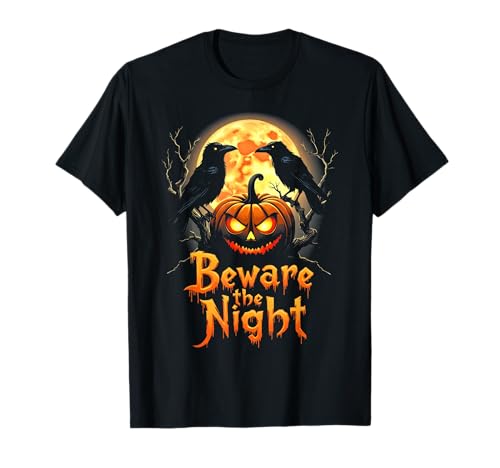Calabaza de Halloween Jack O Lantern Cuidado con la Noche Camiseta