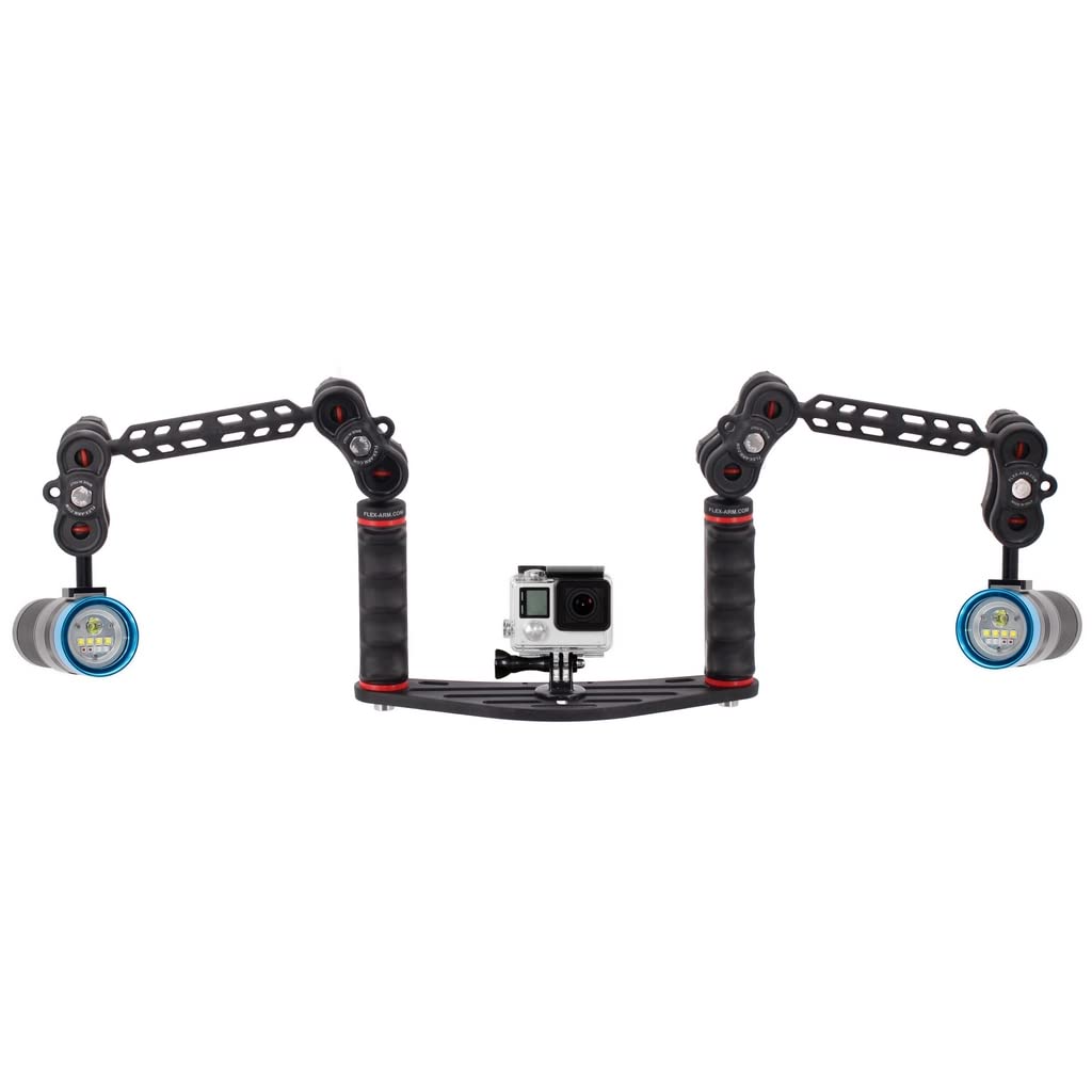 Unterwasser Tray Schiene für Action-Kameras mit Plastic Carbon Arme and YS-Adapter für GoPro DJI Osmo Apeman FLEX-ARM ST20130