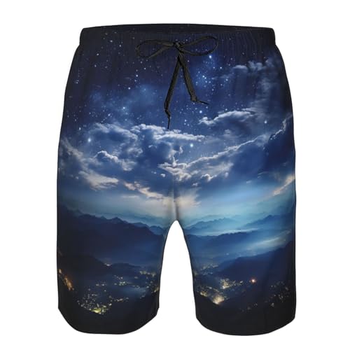 Galaxy Planet Print Mens Casual Shorts Drawstring Summer Beach Stretch Shorts Novelty Swimtrunks4