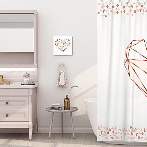 SUMGAR Pink Wall Art Rose Gold Accessories for Bedroom Bathroon Kitchen Living Room Love Canvas Prints Geometric Heart Framed Paintings Gifts for Girlfriend Teengirls Modern Home Decor 30x30 cm