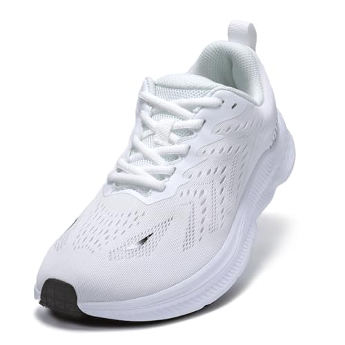 ZVC Wide Toe Box Shoes Women Wide Road Runing Shoes Lightweight Comfortable Non Slip Walking Shoes for Women White