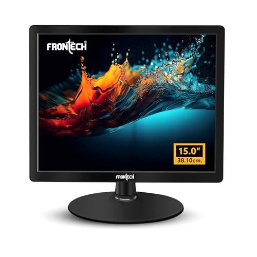 Image of FRONTECH 15 Inch HD LED Monitor | Refresh Rate 60 Hz, 1024 x 768 Pixels | Wall Mountable Slim Stylish Design with 16.7M Colors | HDMI & VGA Ports, Built-in Power Supply (MON-0067,Black)
