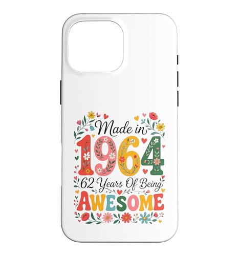 62 Year Old Made in 1964 Retro Floral 62nd Birthday Women �X�}�z�P�[�X iPhone 16 Pro Max �p