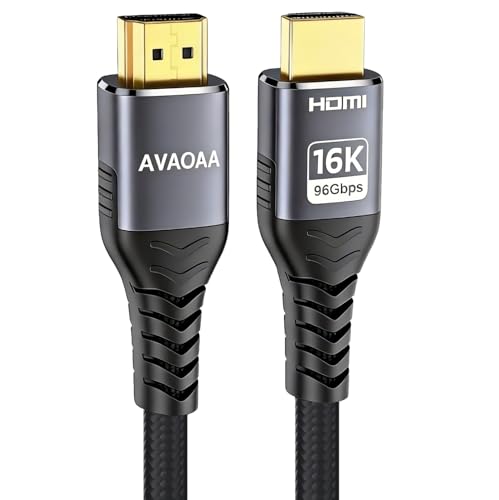 Avaoaa 16K HDMI Cable 2.2 96Gbps 5FT, Ultra High Speed Cable Support 8K/4K 240Hz 144Hz 120Hz 60Hz eARC HDR10+ HDCP2.3 HDMI Cord Compatible with PS5/Xbox/Switch 2/Roku TV/Mac Monitor Laptop Blu-ray