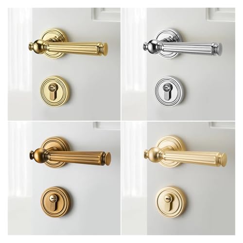 Cerradura de puerta de madera con acabado Premium en bronce amarillo y manija clásica 3