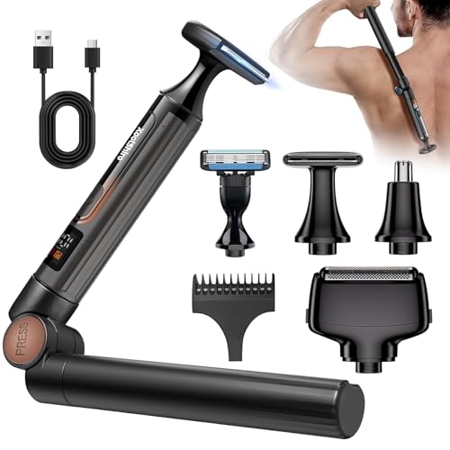 Back Shaver for Men, 3 in 1 Electric Mens Back Shaver, Cordless Back Hair Trimmer for Men with Extendable Long Handle and Wider Blade