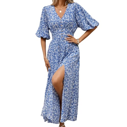 fashion blue floral dress