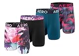 AEROPOSTALE Mens Boxer Briefs 4 Pack Poly Spandex Performance Boxer Briefs Underwear(Multicolored/Black/Blue/Multicolored, Medium)