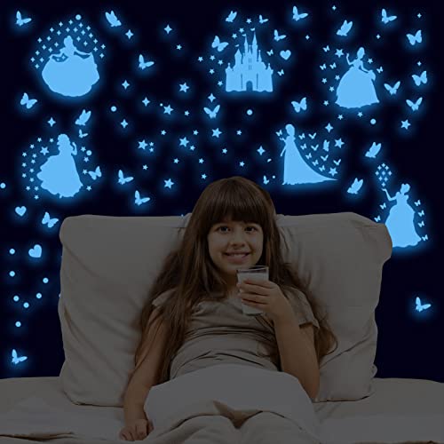 Glow In The Dark Star Wall Sticker Self-Adhesive Nursery Girls Wall Sticker Fluorescent Wall Sticker Wall Decor, Princess Castle Wall Sticker For Baby Room Decorative #TOP1