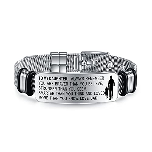 YOTHIWAD To My Daughter Bracelet Inspirational Bracelet Engraved Personalized Gift for Daughter, Mom, Dad Graduation, Birthday, 9 inches