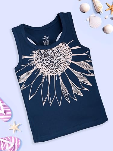 Image of KiddoPanti Girls Chest Printed Sleeveless Rib Racer Back Tank Top