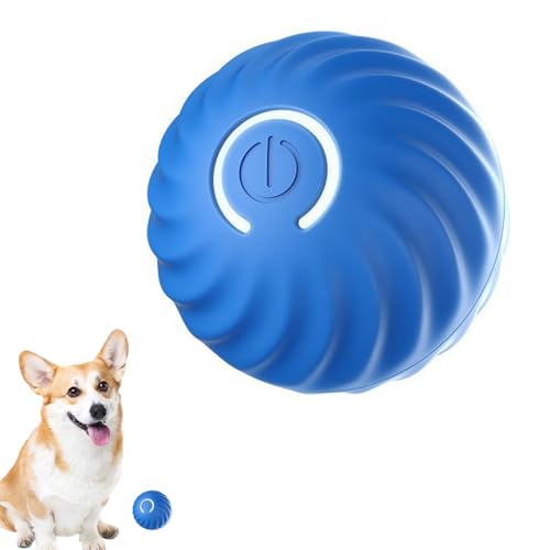 QuaHom Interactive Dog Ball Toys, USB Smart Self Moving Dog Ball with 2 Modes, Durable and Wear-Resistant Rolling Ball for Pets Chasing and Training, Ball Dog Toy for Puppy/Small/Medium Dogs (Blue)
