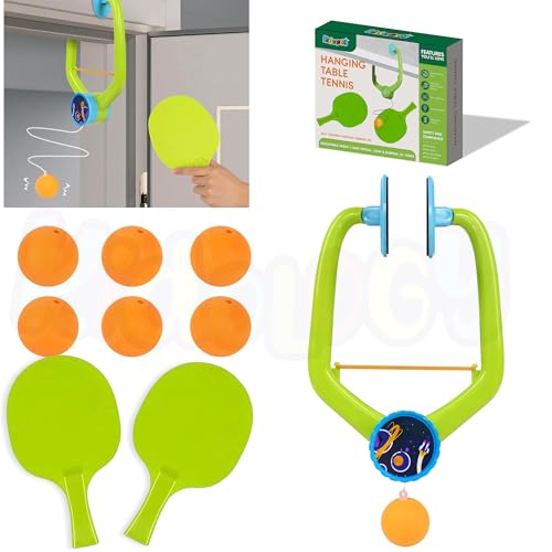 Image of Kidology Door Hanging Table Tennis Trainer for Kids | Indoor Ping Pong Game Set with 2 Rackets and 6 Balls | Fun Sports Toy for Boys and Girls Ages 3+ | Safe Non-Toxic Indoor Play Activity