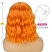 andromeda Orange Wavy Wig with Bangs Soft Short Bob Wigs for Women Synthetic Shoulder Length Women's Wig for Halloween Costumes Cosplay Daily (Orange)