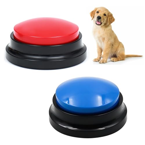 Cerioll Buzzer Enregistrable, Buzzer Chien, Buzzer Sonore et Lumineux, 2 Pièces Bouton Chien, Bouton Enregistreur, Buzzer Sonore, Bouton Chien Communication,...