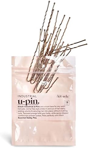 Kitsch U-Shape Bobby Pins - Brown Industrial Hair Pins for Women Hair | Small Bobby Pin for Thin Hair | Stylish Bobby Pins for Thick Hair | Non-Slip Bobby Pins for Styling & Sectioning, 18pcs (Brown)