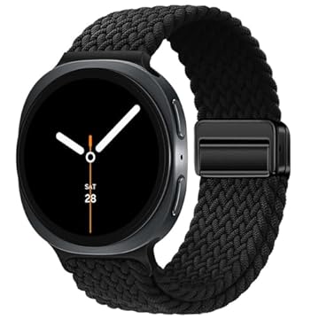 BandRain Pulseiras trançadas elásticas compatíveis com Samsung Galaxy Watch 8 de 40 mm e 44 mm/Galaxy Watch 8 Classic de 46 mm, pulseira esportiva de nylon elástico para Galaxy Watch 8 2025 feminino e
