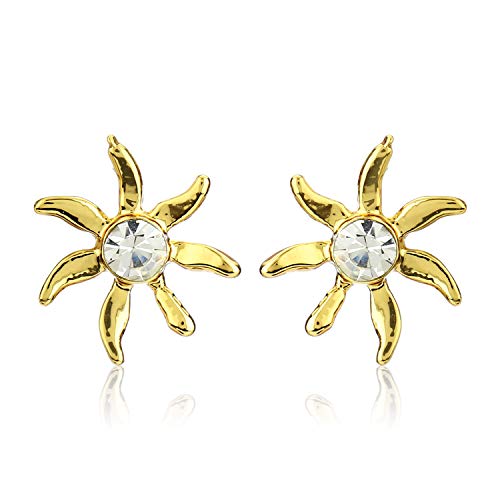 Estele 24Kt Gold Plated Heavenly Sunflower Shaped Stud Earrings for Women with Austrian Crystal (B08CQ1Z2NB) Amazon Price History, Amazon Price Tracker