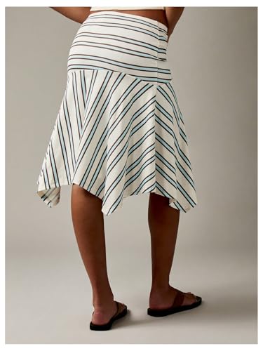 Milumia Women's Striped Low Waist Flowy Midi Skirt Ruffle Asymmetrical Knee Length Skirts2