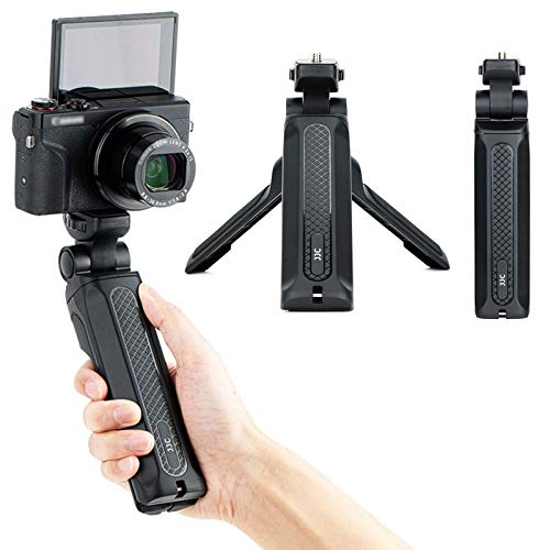 JJC 3-in-1 ミニ卓上三脚 自撮りハンドグリップ 自撮り棒 滑り止め Vlog 生放送 ライブブロードキャスト 自撮り 用 雲台360° 滑り止め 安定性up Canon EOS R5 R6 R RP Kiss M M2 X10i X10 X9i