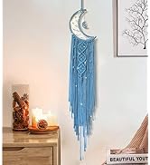 Moon Star Dream Catcher Set - 2pcs Boho Macrame Wall Hanging With LED Lights, Blue Cotton Decor For Bedroom, Nursery, Gift - View #11