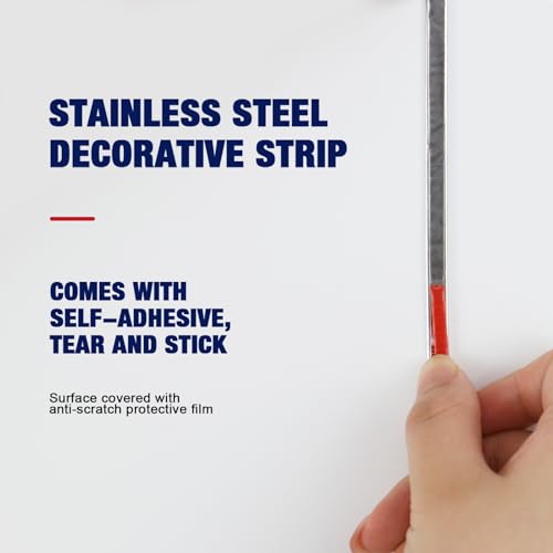 Zierleisten Selbstklebend Wand 5M X 6MM Chrom Zierleiste Selbstklebend Silber Edelstahl Wandleisten Mit Schutzfolie wasserdichte für Wand Tür Decke Möbel Auto