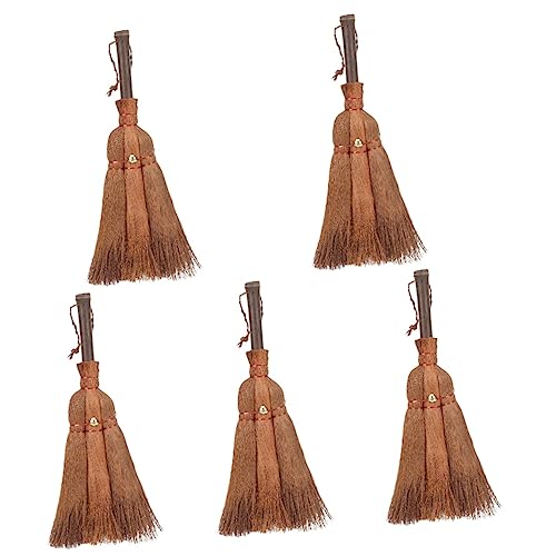 Cabilock 5pcs Palm Fiber Broom Home Cleaning Tool Short Handle for Desktop Dusting and Office Use Handmade Handle Duster