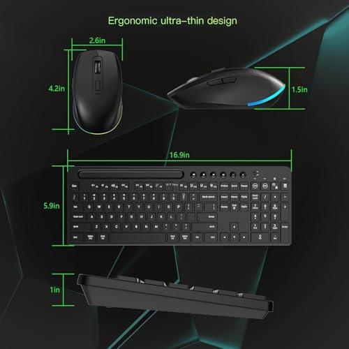 Teclado y ratón inalámbrico 2.4G retroiluminado para PC y Mac recargable 4