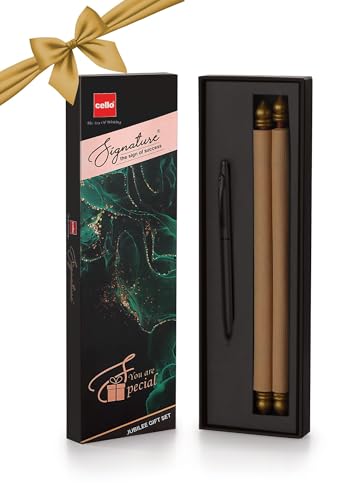 Cello Signature Jubilee Gift Set|Blue Ink|1 Ball Pen + 1 Birthday Scroll|Matte Black Finish|Premium Metal Pens for Office Use|Birthday Gifts for Men & Women|Best Diwali Gift|Corporate Gifting