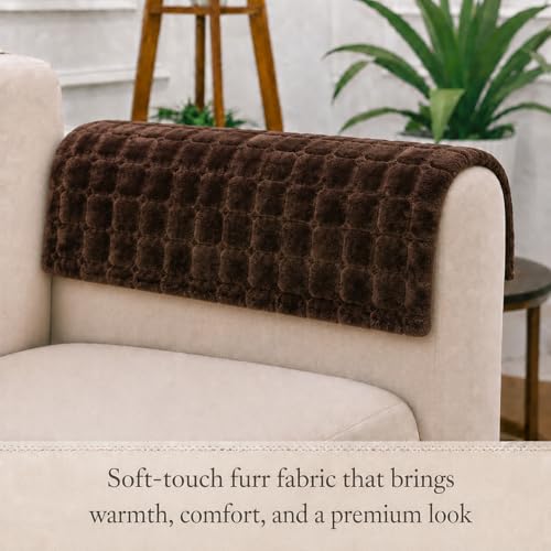 Image of STITCHNEST 'Haven Soft Series' Sofa Armrest Cover | Ultra Soft Plush Hand Rest Protector for Sofa & Couch Furniture, Washable Textured Arm Cover