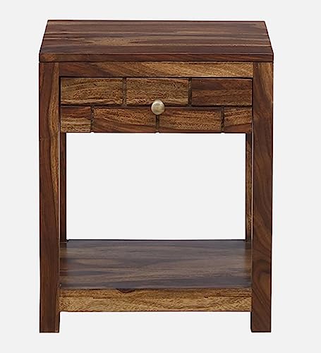 Image of Chad Solid Wood END Table for Living Room | Premium Square Side Table for Home & Kitchen| Provincial Teak Finish, Pure SHEESHAM Wood |