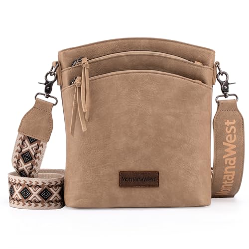 Montana West Bolsas e bolsas transversais para mulheres, compartimentos duplos, bolsa transversal com alça ajustável, D-cáqui (com coldre)
